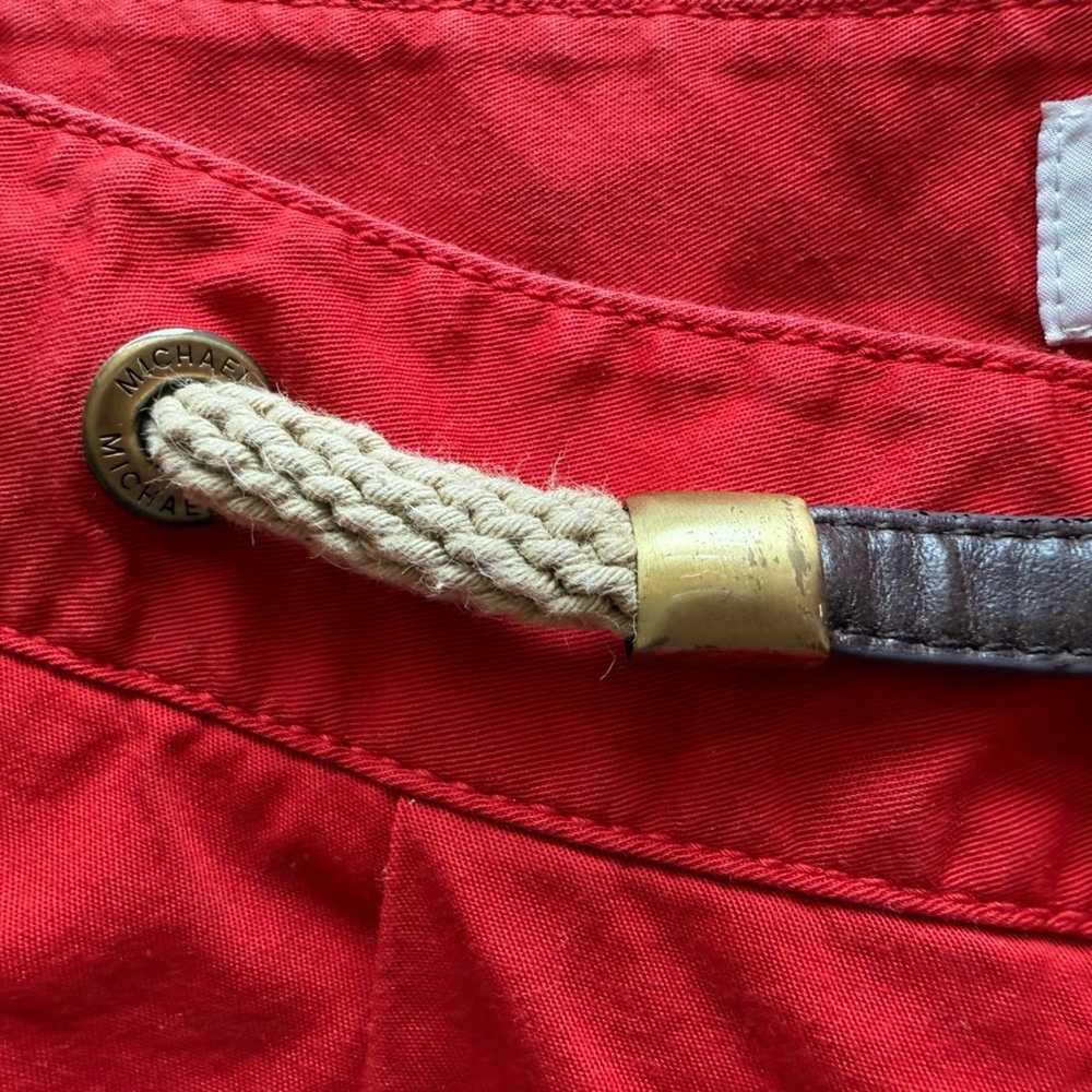 Michael Kors Red Summer Shorts with Brown Belt - Picture 3 of 7